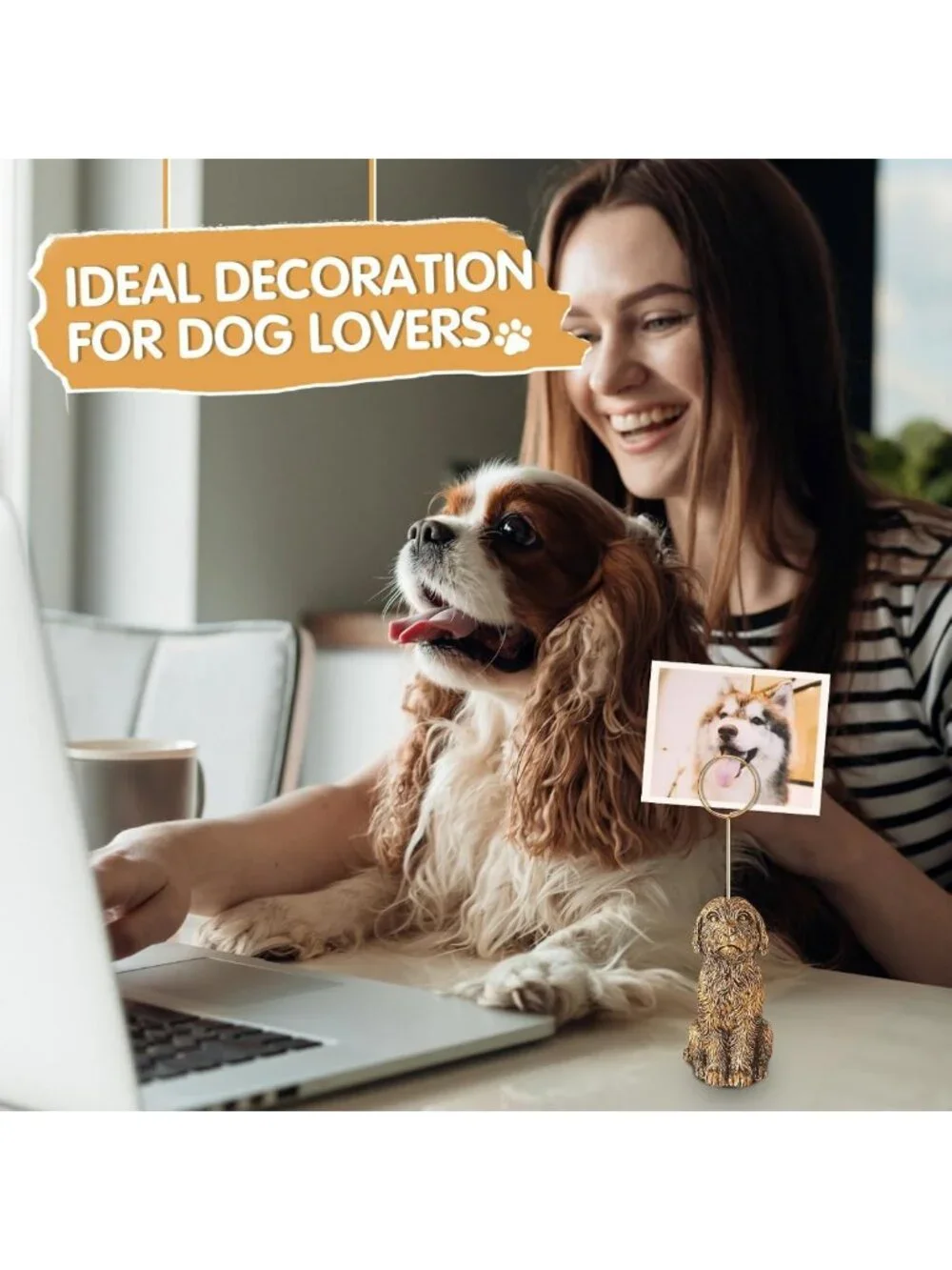 Set of 3 Resin Animal Photo Clip Holders - Pet Shape Picture Frames for Desk